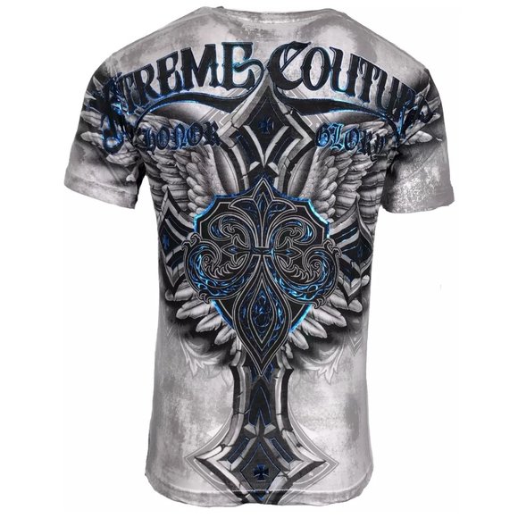Xtreme Couture by Affliction Men's T-Shirt LAST BLOW White Biker Wings MMA - Picture 4 of 8